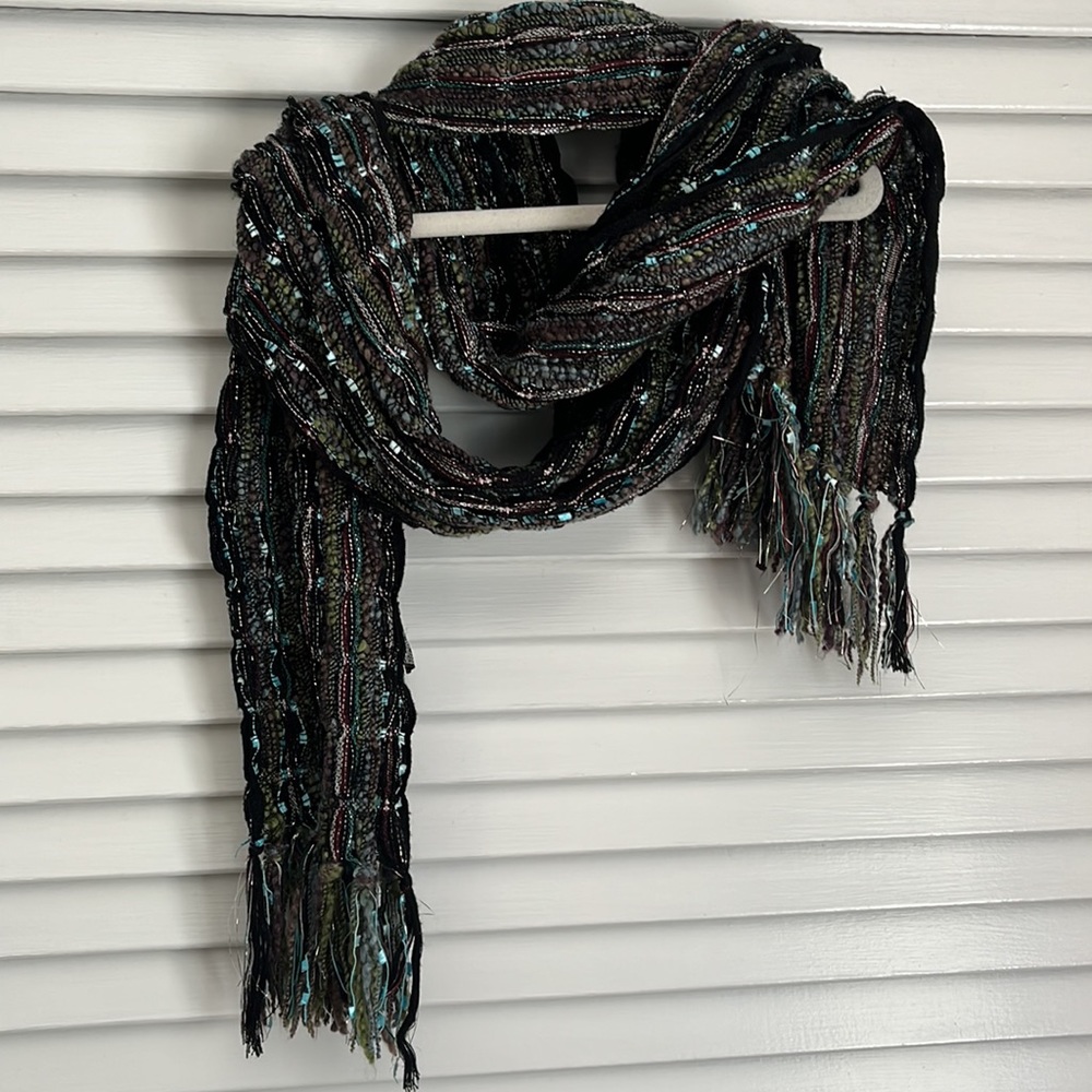 Anthropologie Knit Mixed Texture Metallic Scarf